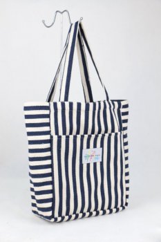 Drobinis dryžuotas paplūdimio krepšys su logotipu | Tote bag | 30×37 cm