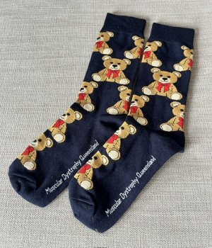 Kojinės su norimais personažais, indvidualaus dizaino mezgimas