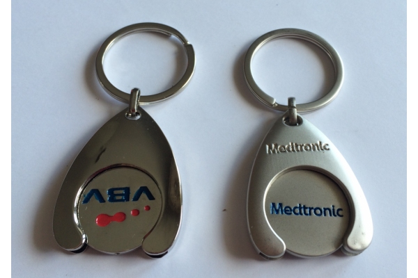 Raktų pakabukas su moneta parduotuvės vežimėliams