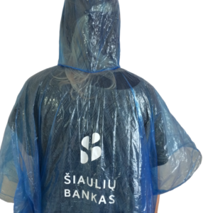 Vienkartinis mėlynas lietpaltis Šiaulių bankas